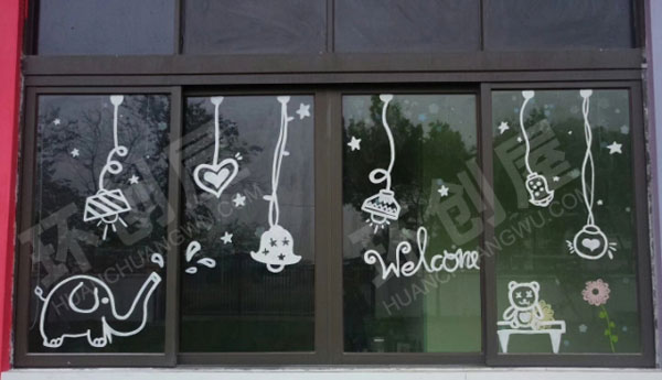 幼儿园小清新玻璃窗绘图片
