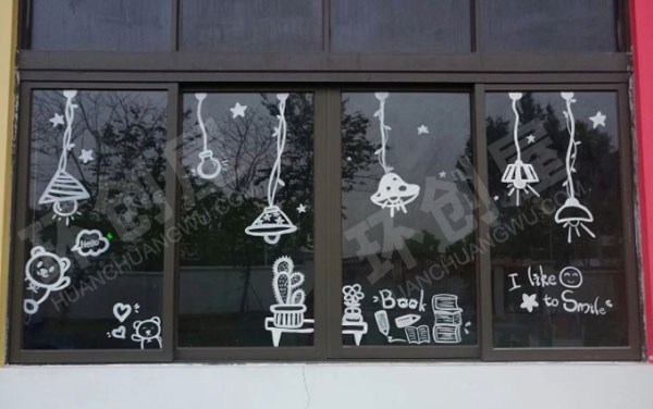 幼儿园小清新玻璃窗绘图片