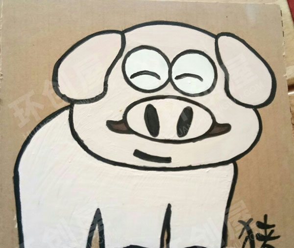 幼儿园废物利用硬纸板动物绘画作品展示图片