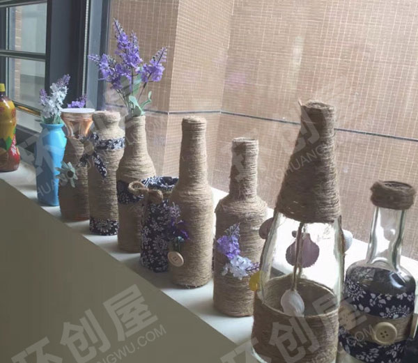 幼儿园麻绳制作的瓶子作品展示图片