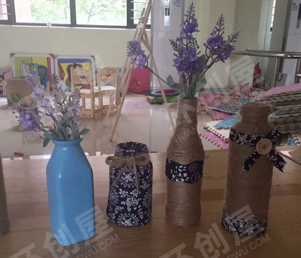 幼儿园麻绳制作的瓶子作品展示图片