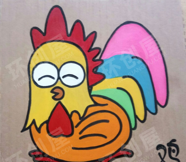 幼儿园废物利用硬纸板动物绘画作品展示图片