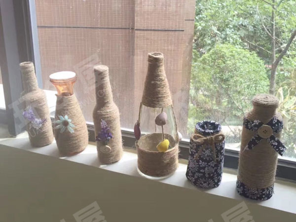 幼儿园麻绳制作的瓶子作品展示图片