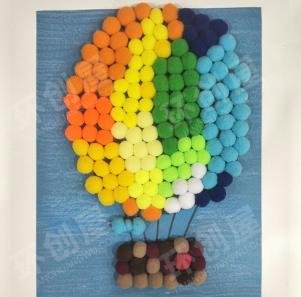 幼儿园废物利用毛线球手工成品美术区图片