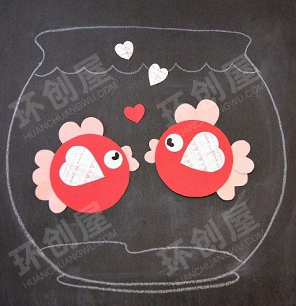 幼儿园美工区用爱心做的小动物图片