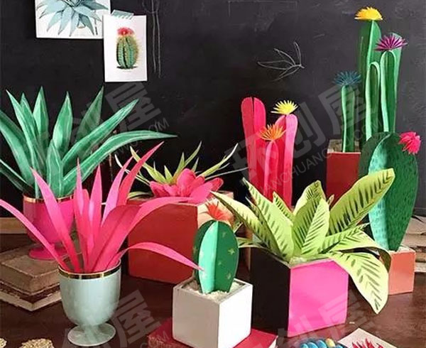 幼儿园美工区春天里的仙人掌图片