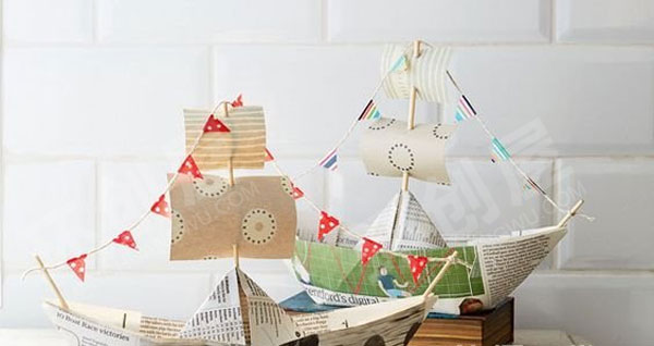 幼儿园美工区交通工具DIY小帆船图片