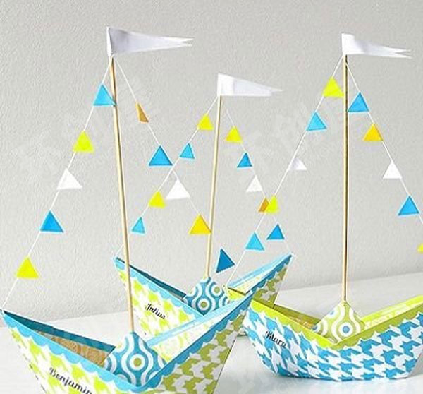 幼儿园美工区交通工具DIY小帆船图片