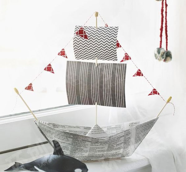 幼儿园美工区交通工具DIY小帆船图片