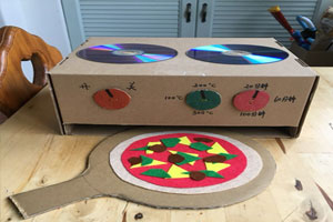 幼儿园角色游戏纸箱变身小烤箱图片