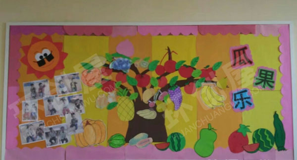 幼儿园卡纸制作卡通风主题墙图片