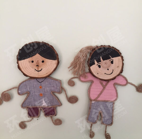 幼儿园木头做的小小人儿主题墙图片