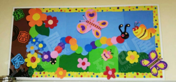 幼儿园卡纸制作卡通风主题墙图片