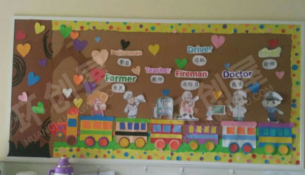 幼儿园卡纸制作卡通风主题墙图片