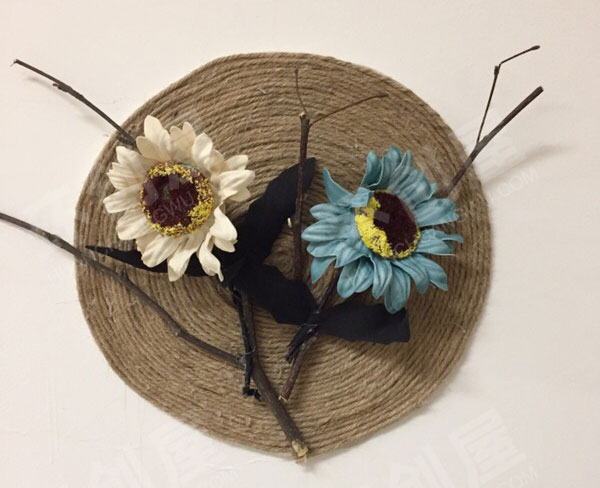 幼儿园自然风棉麻线绳树枝墙面布置图片