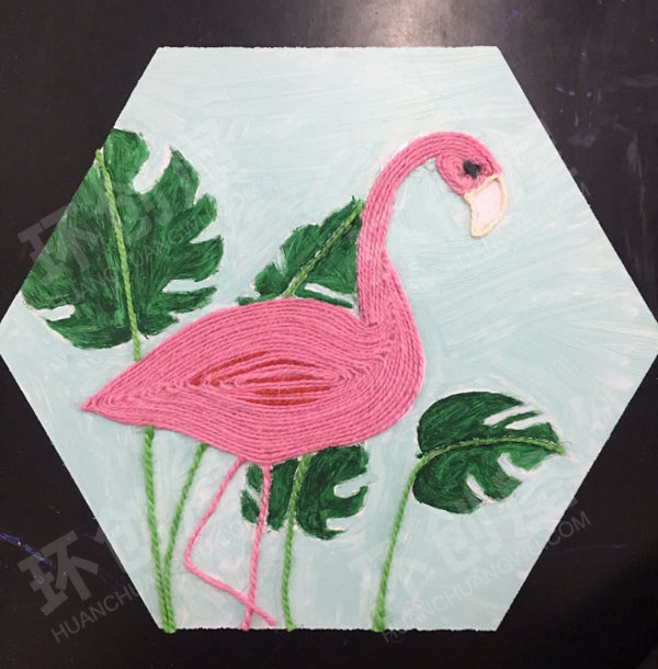 幼儿园麻绳手工制作卡通动物环创墙面布置图片