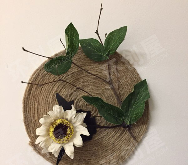 幼儿园自然风棉麻线绳树枝墙面布置图片