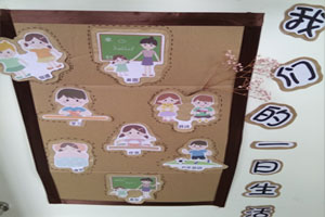 幼儿园废物利用纸箱我们的一天墙面布置图片2张