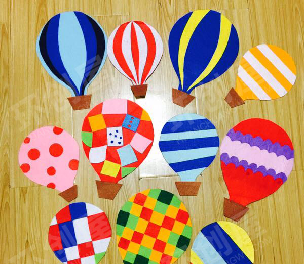 幼儿园自制热气球墙面装饰布置图片