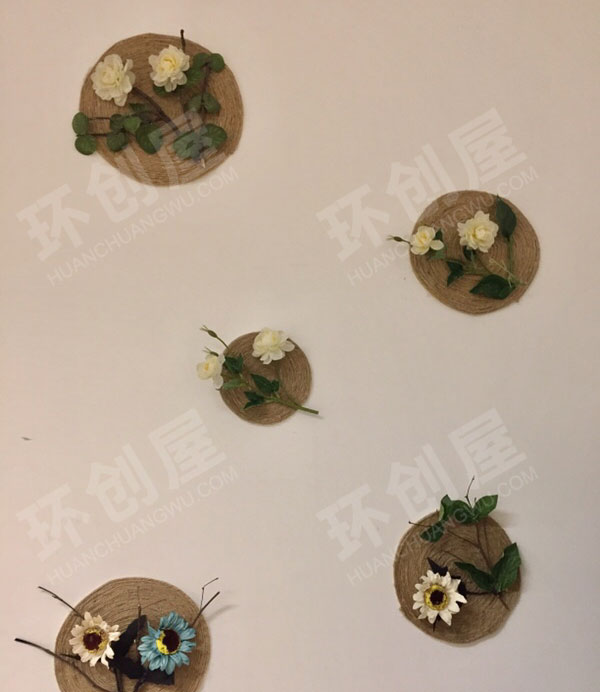 幼儿园自然风棉麻线绳树枝墙面布置图片