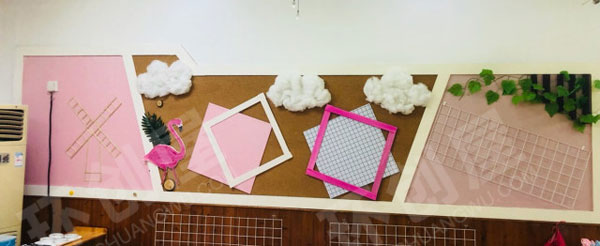 幼儿园ins火烈鸟风环创墙面布置图片