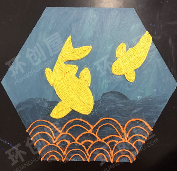 幼儿园麻绳手工制作卡通动物环创墙面布置图片