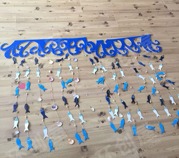 幼儿园海洋风系列废物利用鱼吊饰图片