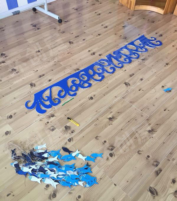 幼儿园海洋风系列废物利用鱼吊饰图片