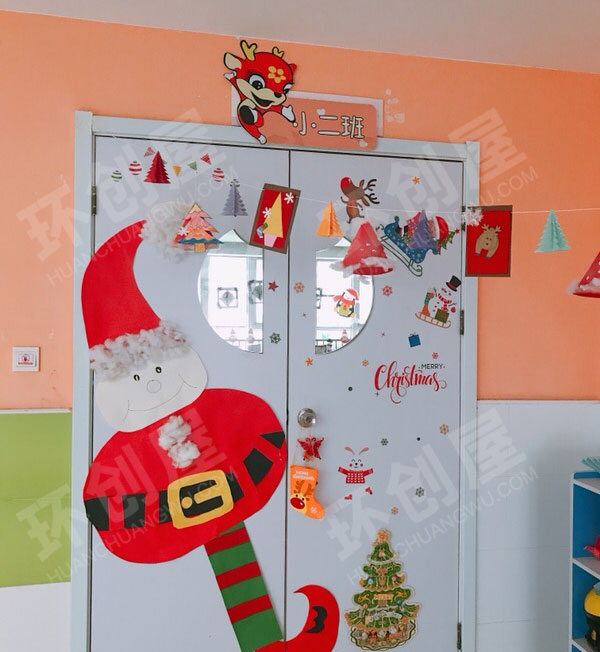 幼儿园环创圣诞节门的装饰图片