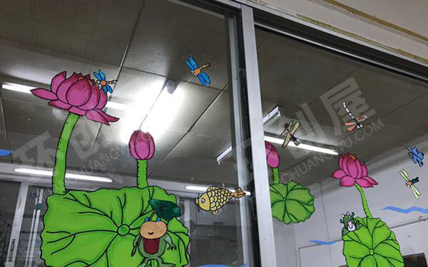 幼儿园窗户夏荷小昆虫装饰图片