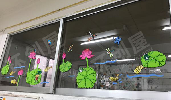 幼儿园窗户夏荷小昆虫装饰图片