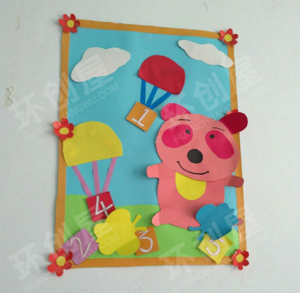 幼儿园走廊墙面卡纸手工卡通动物自然春天图片