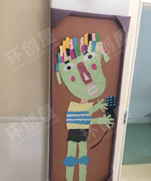 幼儿园走廊墙面卡纸粘贴人物图片