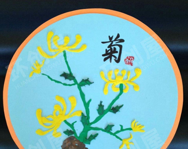 幼儿园走廊墙面中国风梅兰竹菊手工创作图片