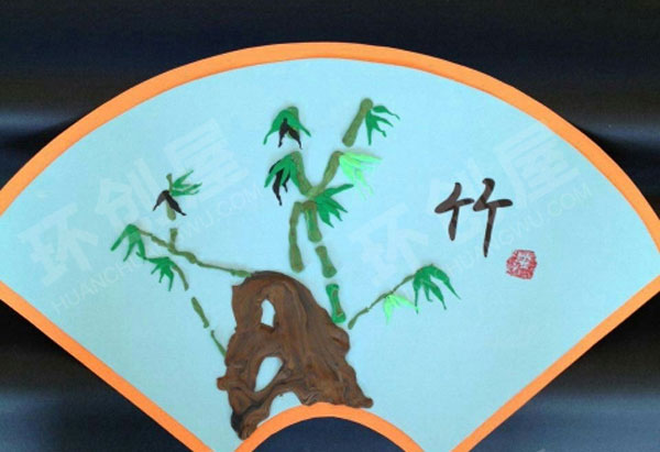 幼儿园走廊墙面中国风梅兰竹菊手工创作图片