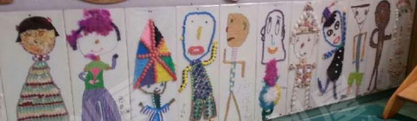 幼儿园走廊墙面卡纸粘贴人物图片