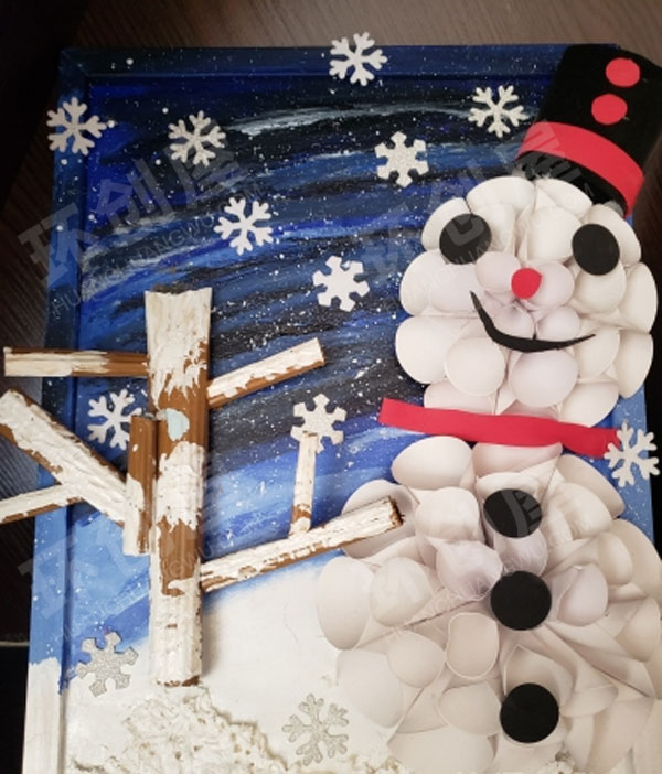 幼儿园圆木片拼贴制作木片画作品展示图片