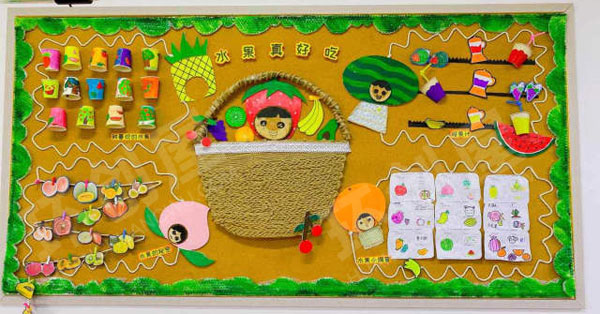 幼儿园水果真好吃墙面装饰作品展示图片