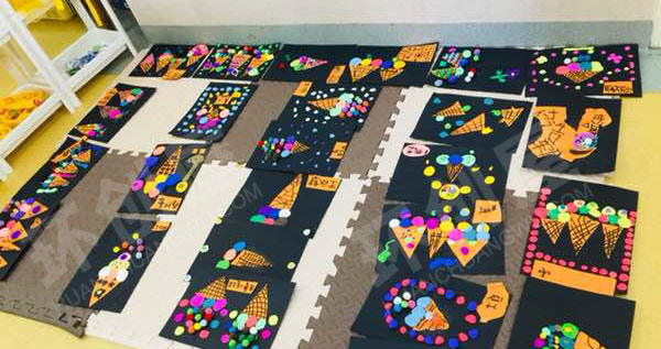 幼儿园美工区卡纸粘土粘贴冰淇淋图片