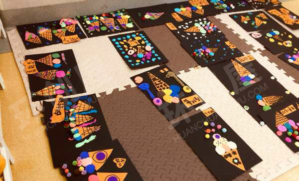 幼儿园美工区卡纸粘土粘贴冰淇淋图片