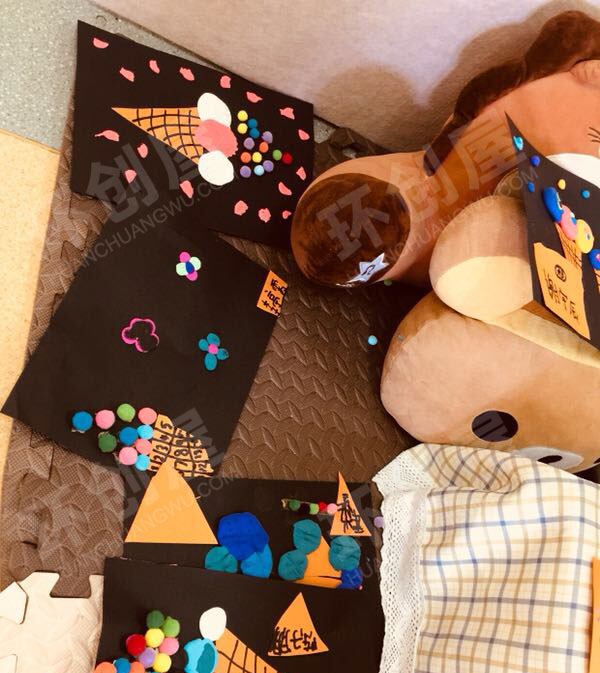 幼儿园美工区卡纸粘土粘贴冰淇淋图片