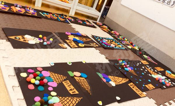 幼儿园美工区卡纸粘土粘贴冰淇淋图片