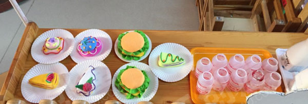 幼儿园角色游戏小餐厅自制各种食物材料图片