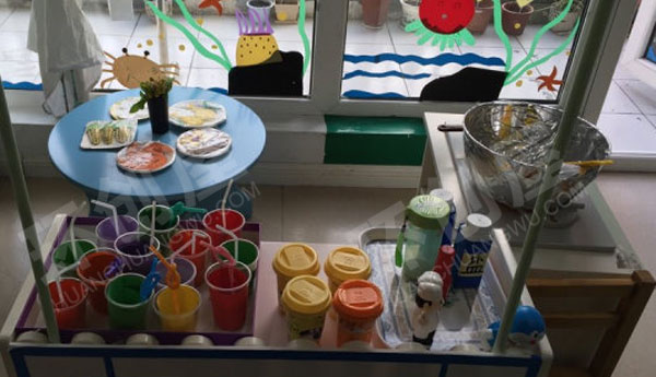 幼儿园角色游戏小餐厅自制各种食物材料图片