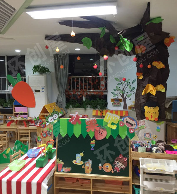 幼儿园角色游戏苹果橘子水果吧图片