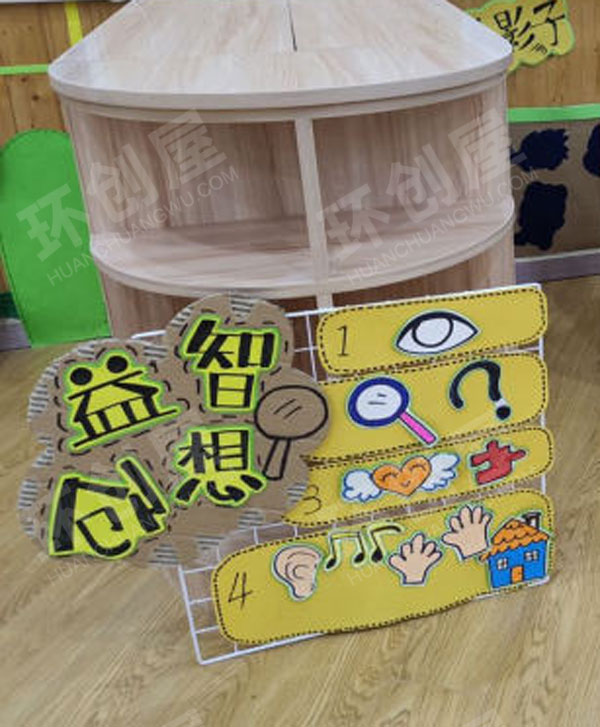 幼儿园益智区墙面人物创想环创图片