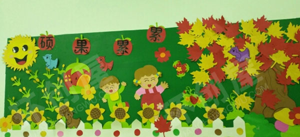 幼儿园超简单的卡纸秋天主题墙环创图片