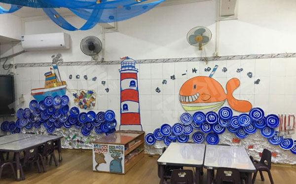 幼儿园墙面布置亲亲大海洋环创图片