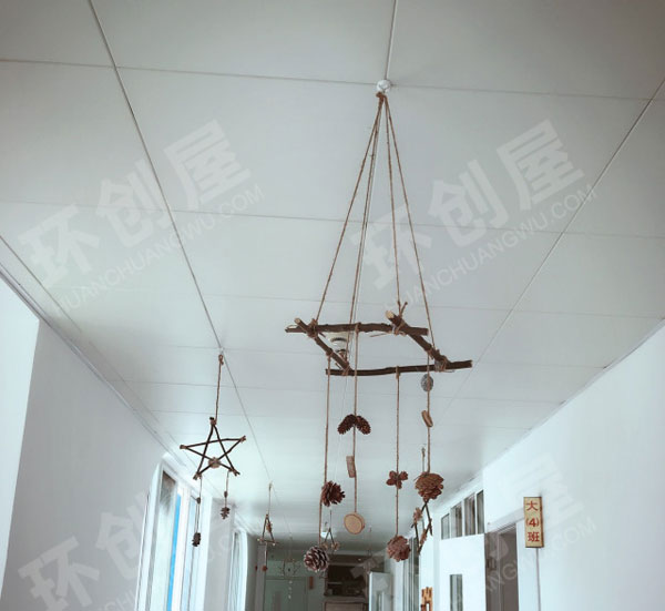 幼儿园麻绳森系田园风树枝吊饰图片