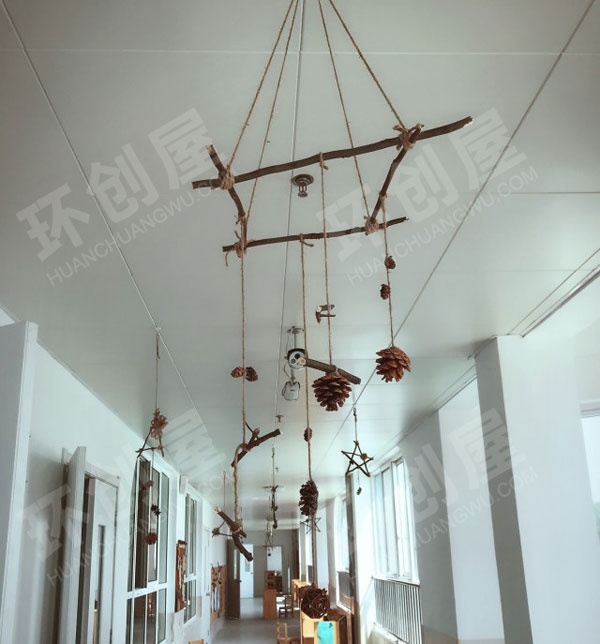 幼儿园麻绳森系田园风树枝吊饰图片